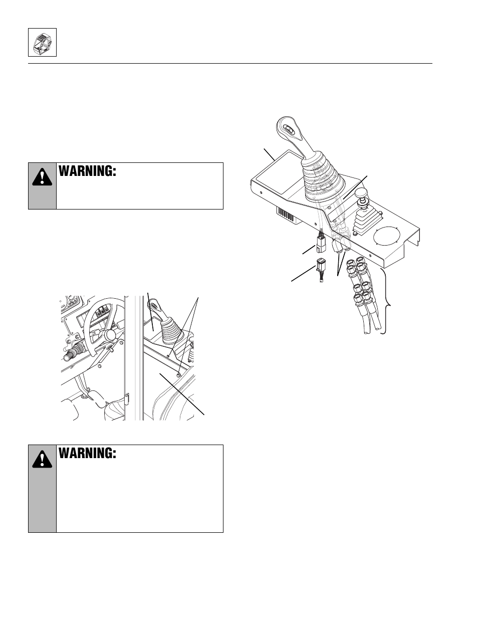 Single joystick assembly replacement (optional), Warning | Lull 944E-42 Service Manual User Manual | Page 124 / 846