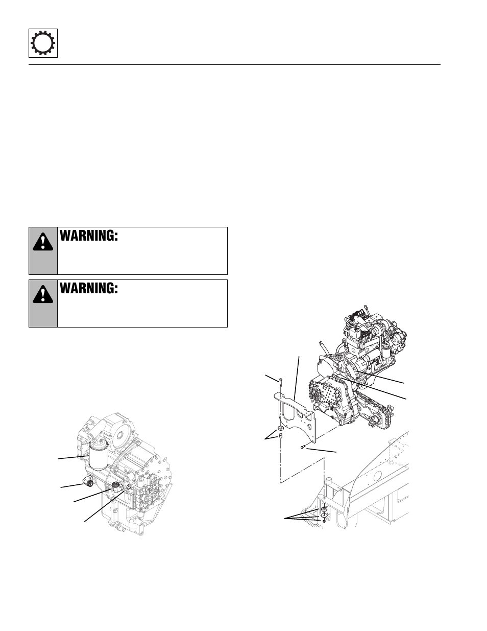 Transmission inspection and internal repair, Transmission installation, Warning | Lull 944E-42 Service Manual User Manual | Page 186 / 846