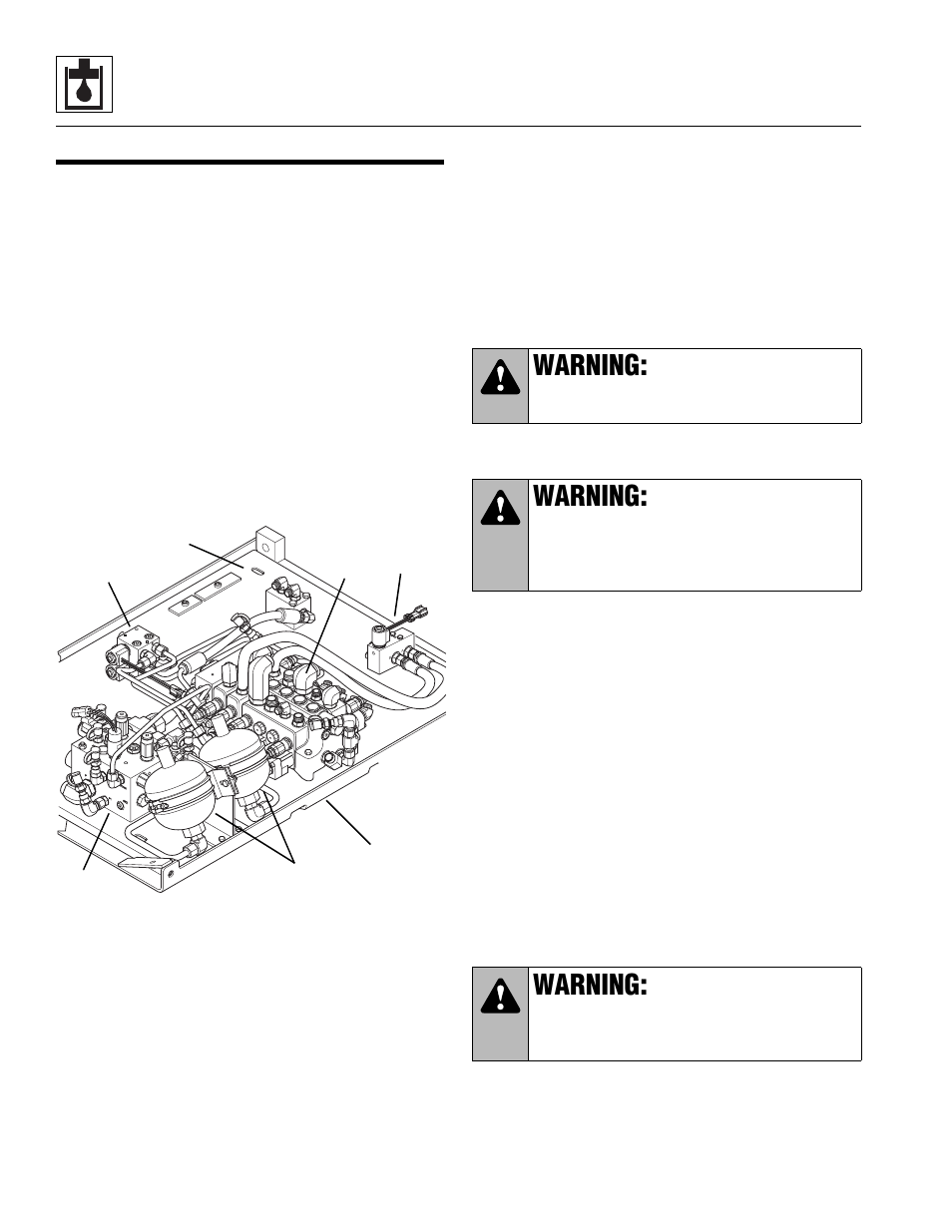 Valves and manifolds, Section 8.12, “valves and manifolds.”), 12 valves and manifolds | Valve plate assembly, Warning | Lull 944E-42 Service Manual User Manual | Page 428 / 846