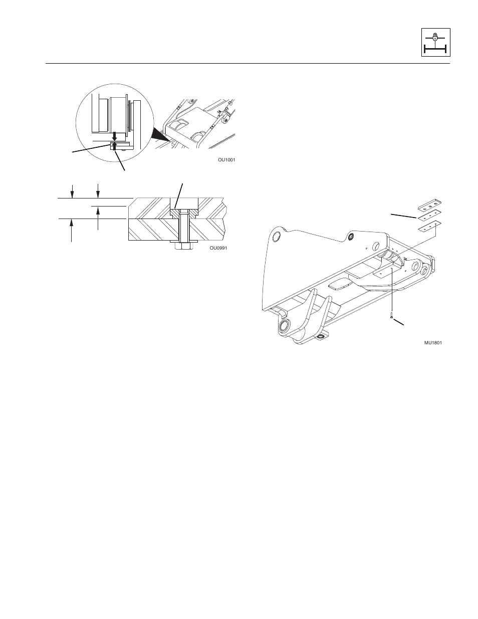 6 front upstop wear pad check, 7 front upstop wear pad gap check, 8 front upstop wear pad shimming | Front upstop wear pad check -11, Front upstop wear pad gap check -11, Front upstop wear pad shimming -11, D section 11.3.6, “front upstop wear pad check.”), Section 11.3.6, Front upstop wear pad check.”) | Lull 944E-42 Service Manual User Manual | Page 251 / 266