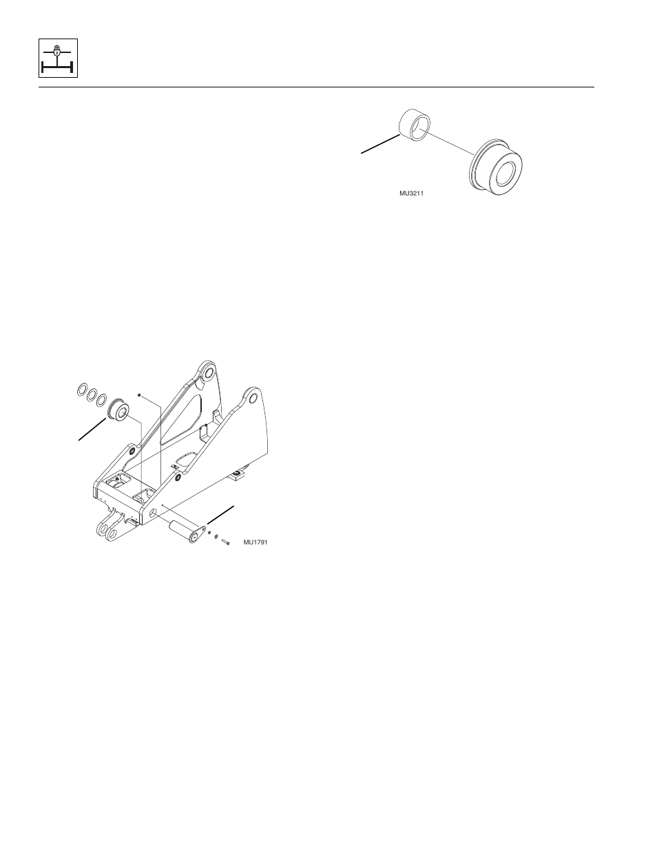 15 front roller and bushing replacement, Front roller and bushing replacement -16, Section 11.3.15, “front | Roller and bushing replacement.”) | Lull 944E-42 Service Manual User Manual | Page 256 / 266