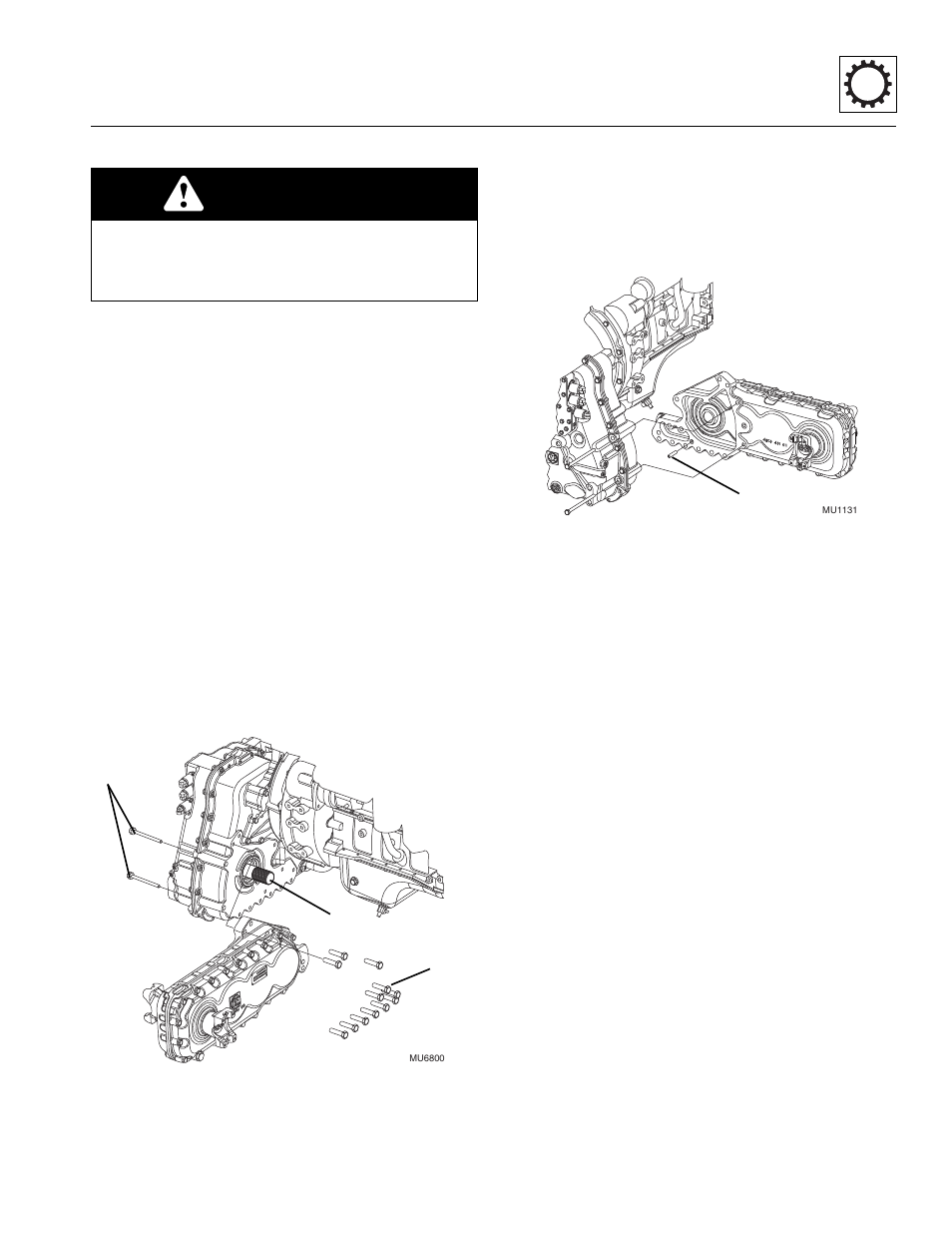 1 transfer case removal, 2 transfer case installation, Transfer case removal | Transfer case installation, Warning | Lull 944E-42 Service Manual User Manual | Page 99 / 266