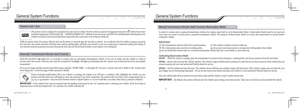 General system functions | CompuSTAR RF-P2W901-SS (Remote 2W901R-SS) User Manual | Page 12 / 22