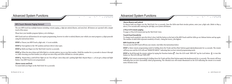 Advanced system functions | CompuSTAR RF-P2W901-SS (Remote 2W901R-SS) User Manual | Page 16 / 22