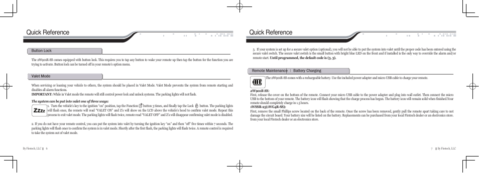 Quick reference | CompuSTAR RF-P2W901-SS (Remote 2W901R-SS) User Manual | Page 4 / 22