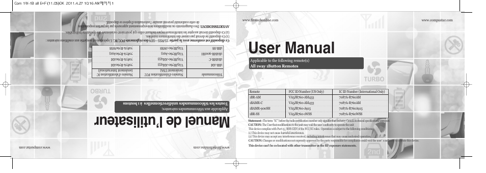 CompuSTAR RF-P1B-SS (Remote 1BR-SS) User Manual | 7 pages