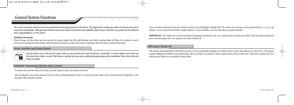 General system functions | CompuSTAR RF-P1B-SS (Remote 1BR-SS) User Manual | Page 4 / 7