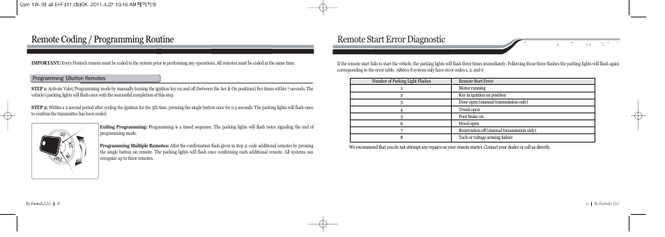 Remote coding / programming routine, Remote start error diagnostic | CompuSTAR RF-P1B-SS (Remote 1BR-SS) User Manual | Page 5 / 7