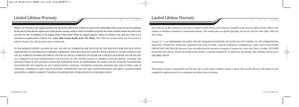 Limited lifetime warranty | CompuSTAR RF-P1B-SS (Remote 1BR-SS) User Manual | Page 6 / 7