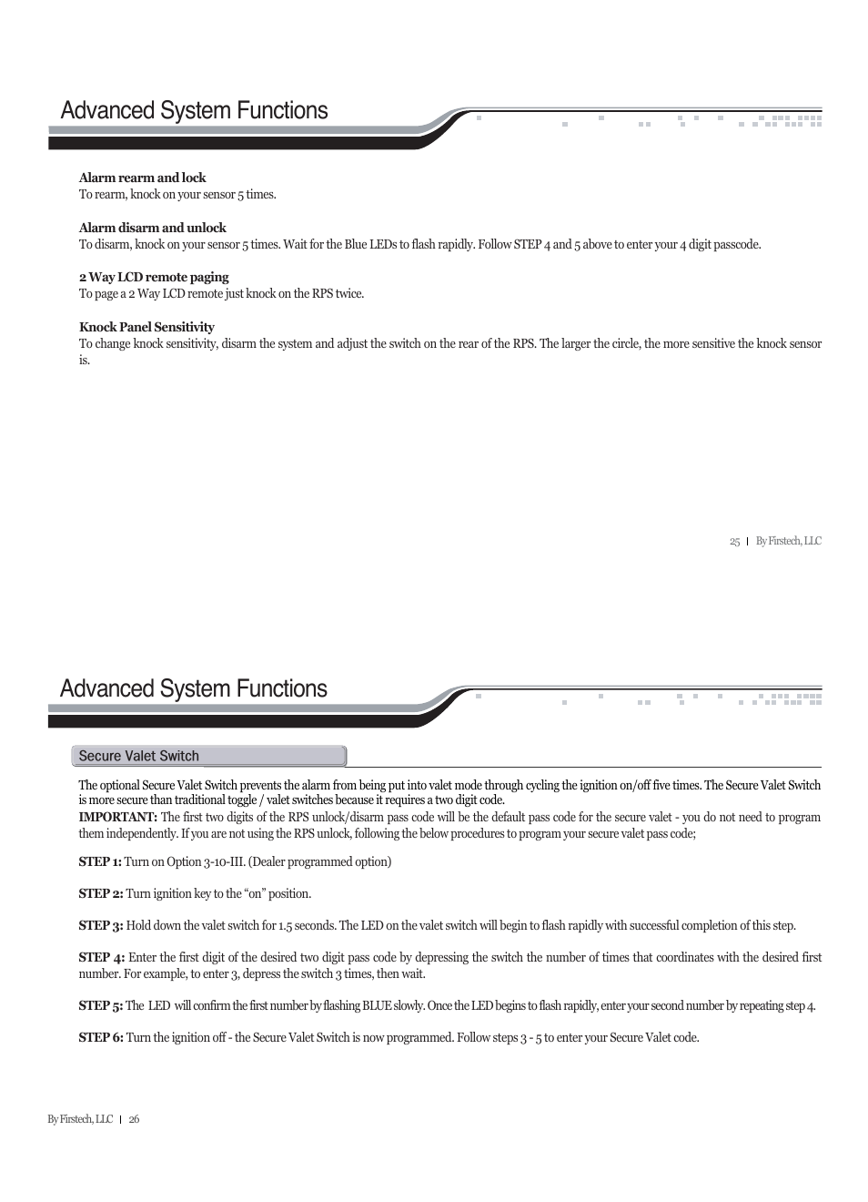 Advanced system functions | CompuSTAR RF-2W940-SS (Remote 2W940R-SS) User Manual | Page 13 / 17