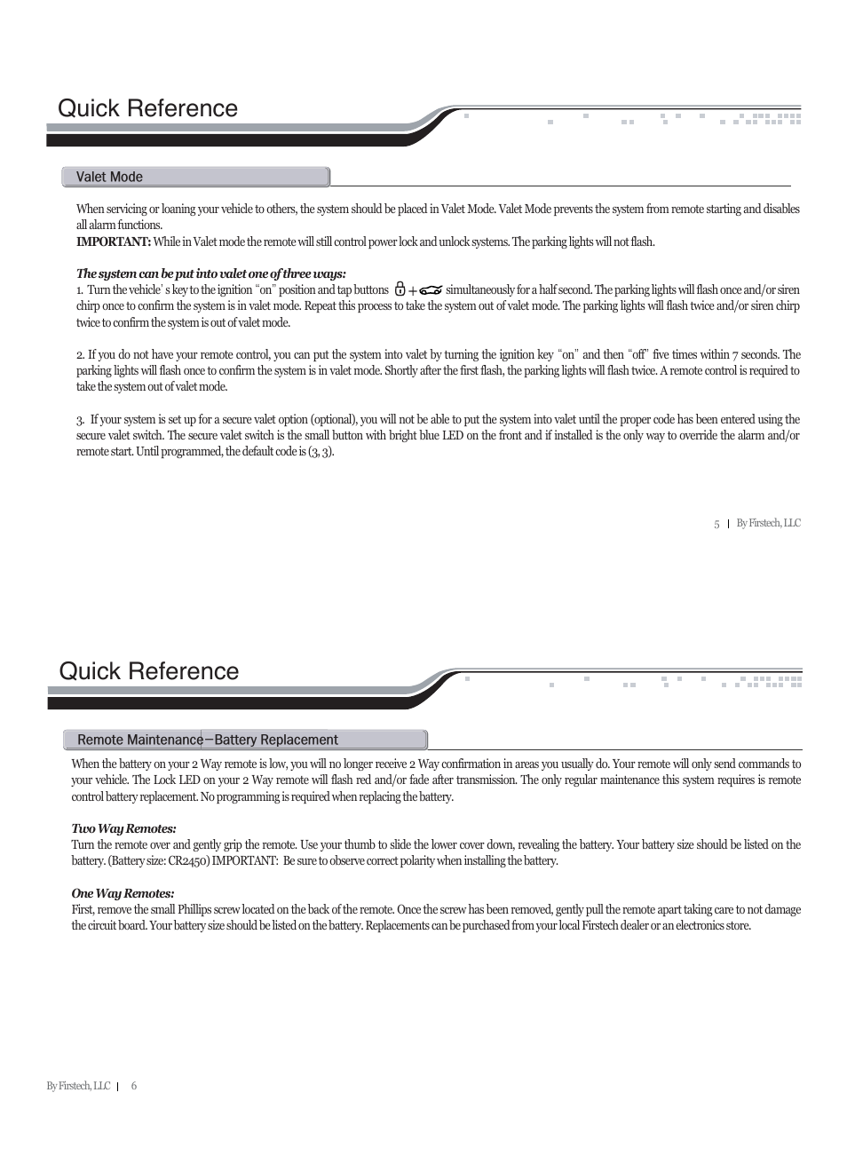 Quick reference | CompuSTAR RF-2W940-SS (Remote 2W940R-SS) User Manual | Page 3 / 17