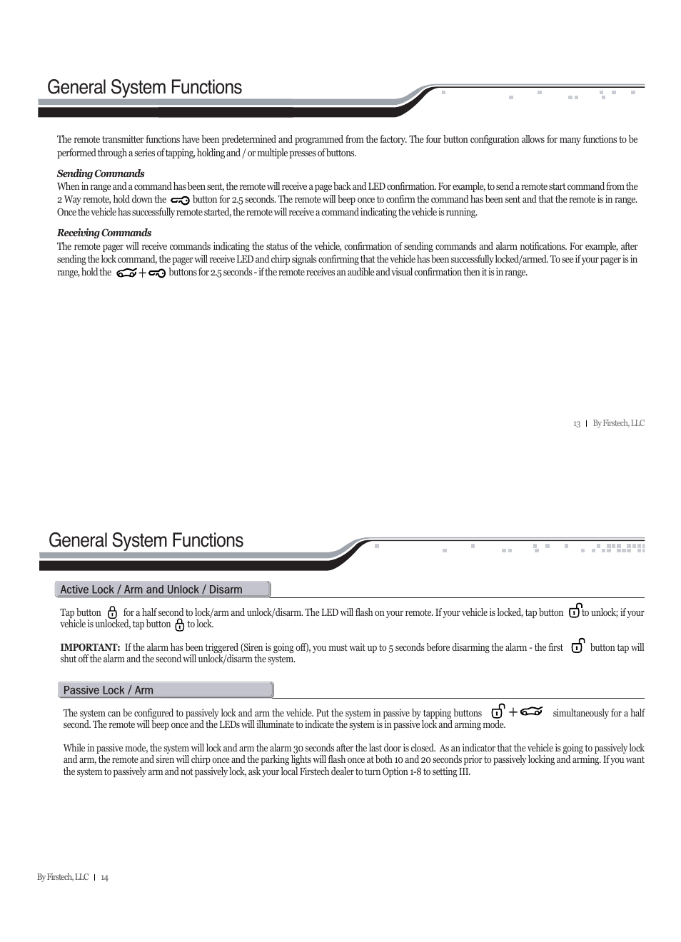 General system functions | CompuSTAR RF-2W940-SS (Remote 2W940R-SS) User Manual | Page 7 / 17