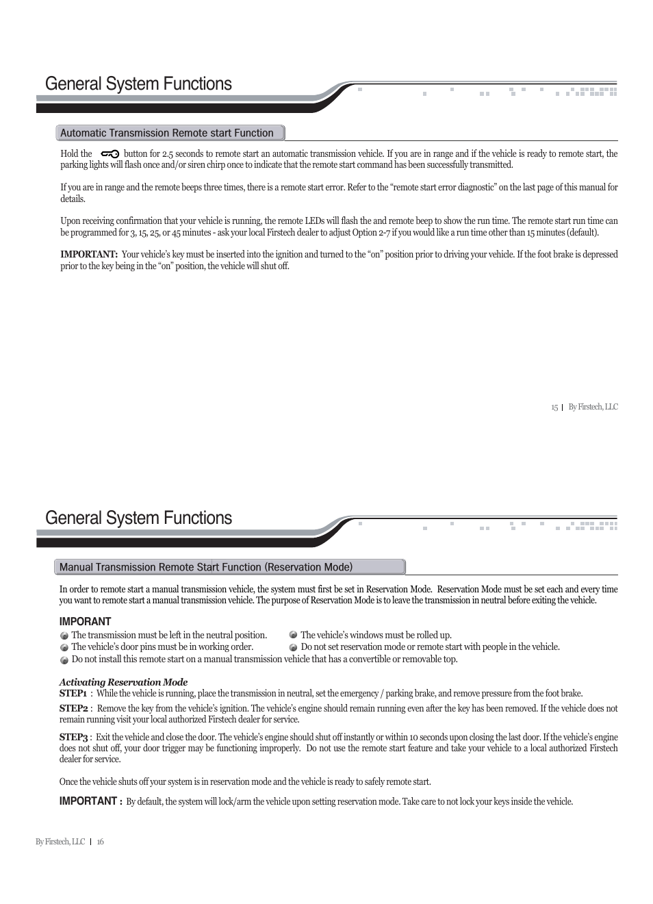 General system functions | CompuSTAR RF-2W940-SS (Remote 2W940R-SS) User Manual | Page 8 / 17