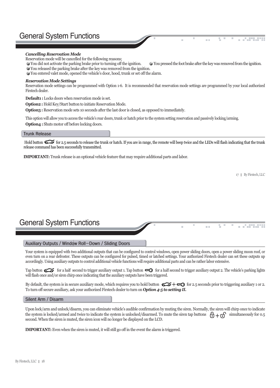 General system functions | CompuSTAR RF-2W940-SS (Remote 2W940R-SS) User Manual | Page 9 / 17