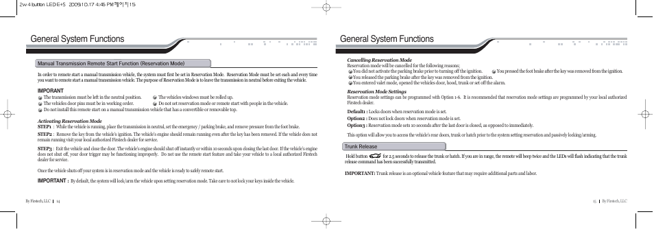 General system functions | CompuSTAR RF-2WG9-SP (Remote 2WG9-SP) User Manual | Page 8 / 15