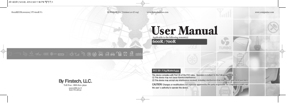 CompuSTAR CS600-A (Remote 600R) User Manual | 8 pages