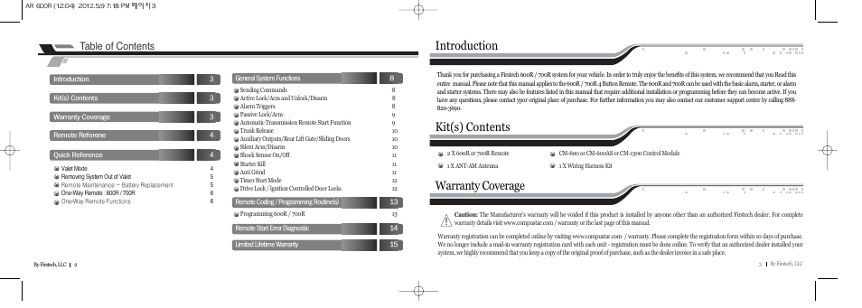 CompuSTAR CS600-A (Remote 600R) User Manual | Page 2 / 8