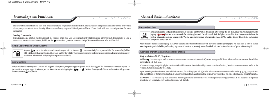General system functions | CompuSTAR CS600-A (Remote 600R) User Manual | Page 5 / 8