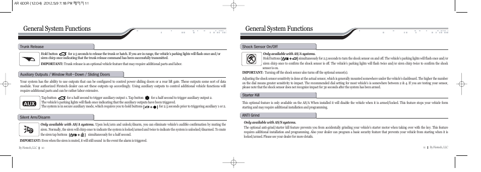 General system functions | CompuSTAR CS600-A (Remote 600R) User Manual | Page 6 / 8