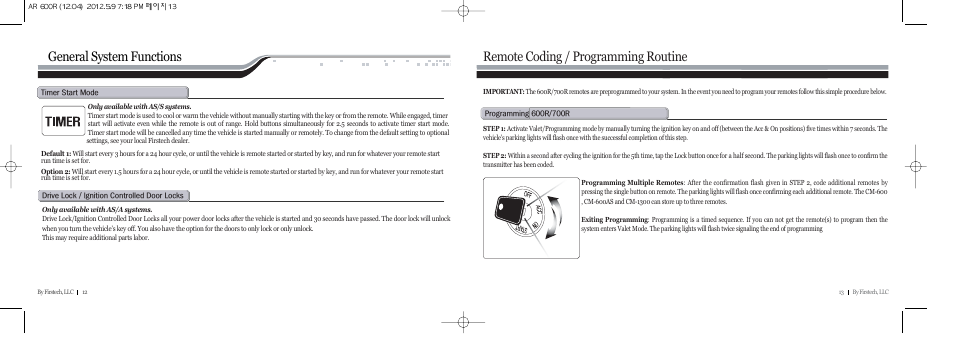 General system functions, Remote coding / programming routine | CompuSTAR CS600-A (Remote 600R) User Manual | Page 7 / 8