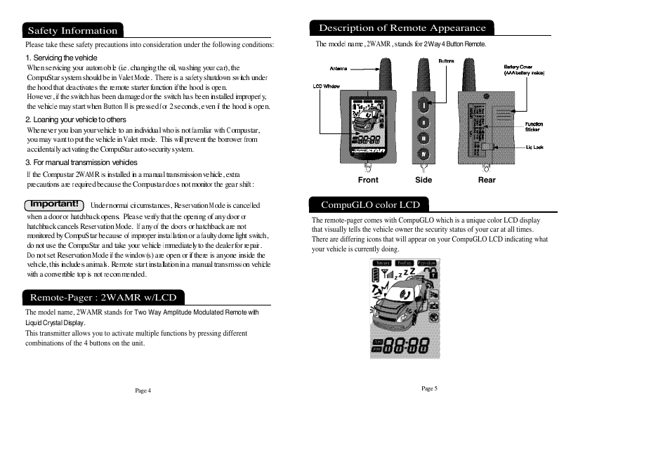 CompuSTAR 2WAM (LCD) (Remote 2WAMR) User Manual | Page 3 / 9