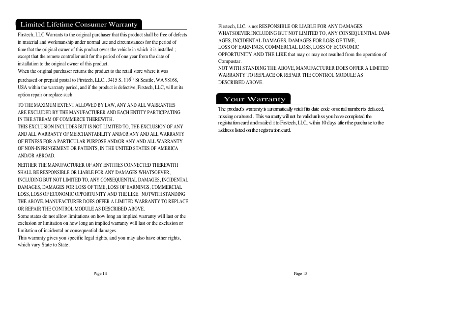 CompuSTAR 2WAM (LCD) (Remote 2WAMR) User Manual | Page 8 / 9