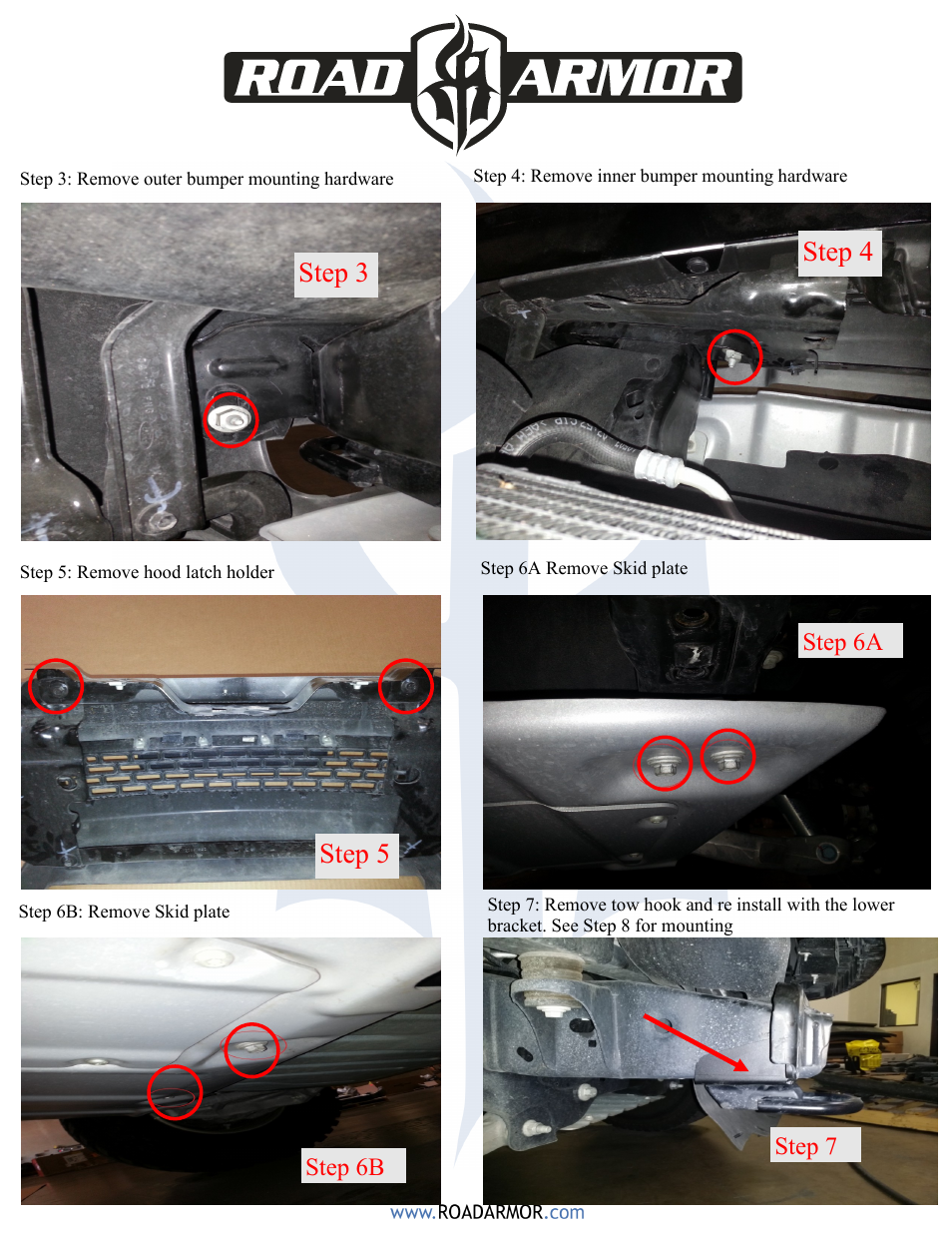 Step 4 step 3 step 5 | Road Armor 2010-2014 Ford Raptor Front Bumper User Manual | Page 3 / 5