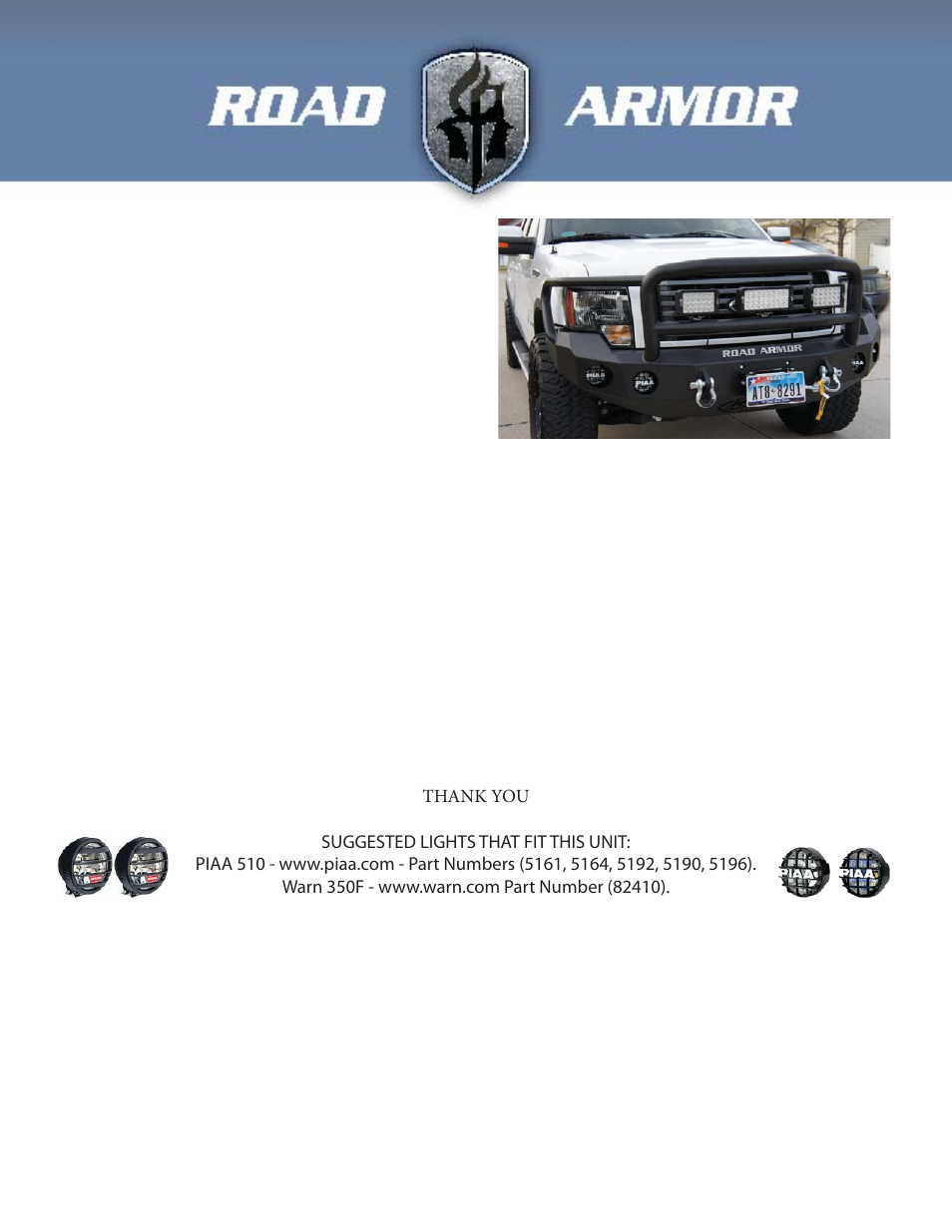 Road Armor 2009-2012 Ford F-150 Front Bumper User Manual | 6 pages