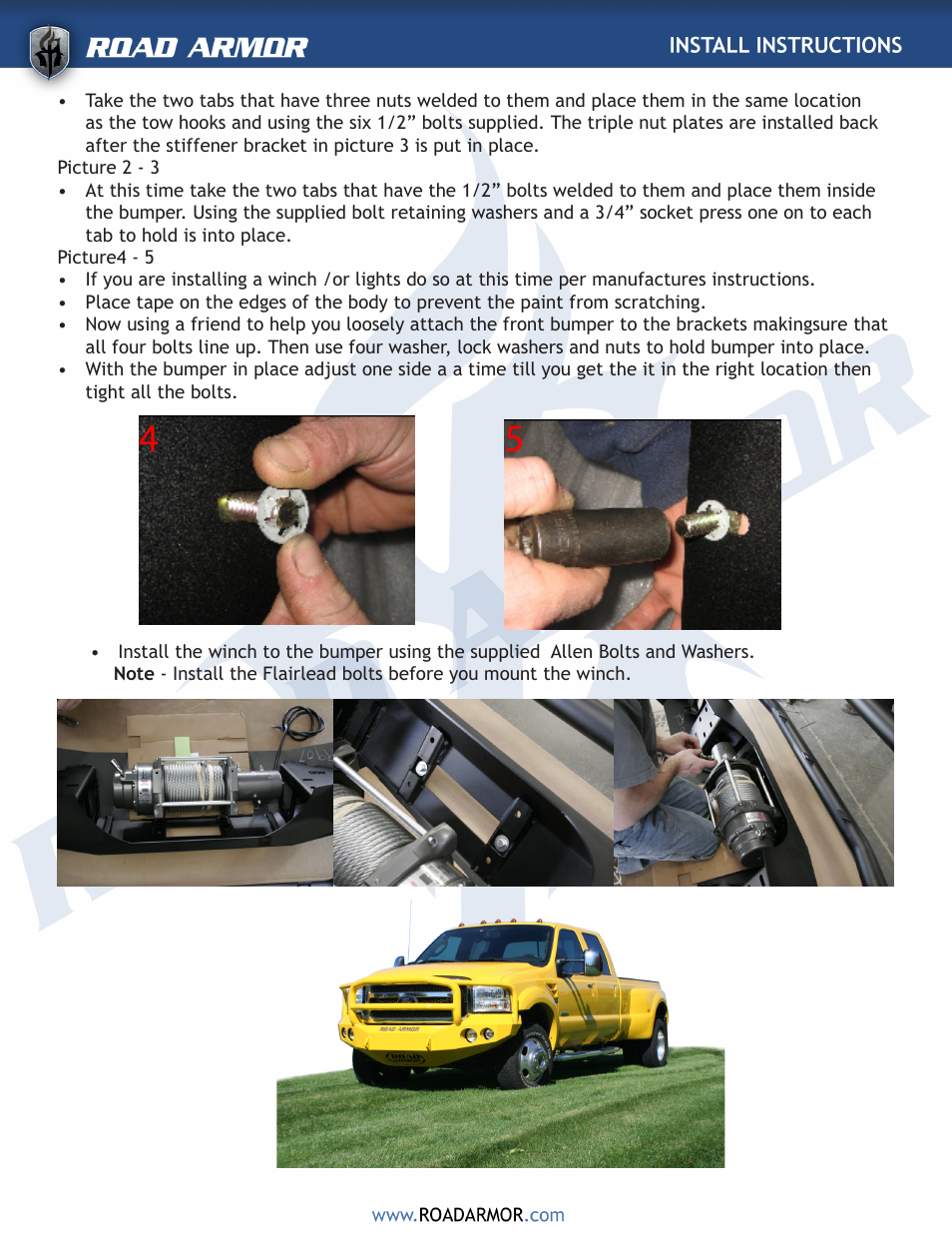 Road Armor 1999-2007 Ford Super Duty Front Bumper User Manual | Page 3 / 3