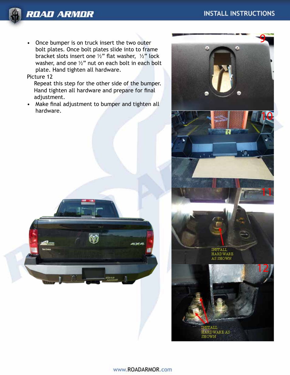 Road Armor 2010+ Dodge 2500,3500 Rear Bumper User Manual | Page 4 / 4