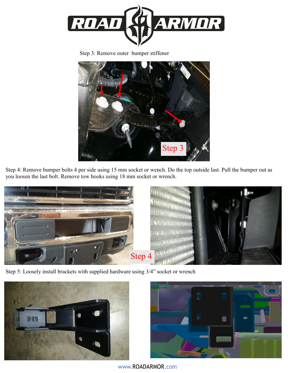 Step 3 step 4 step 4 | Road Armor 2015 Chevy 2500 Front Bumper User Manual | Page 3 / 4