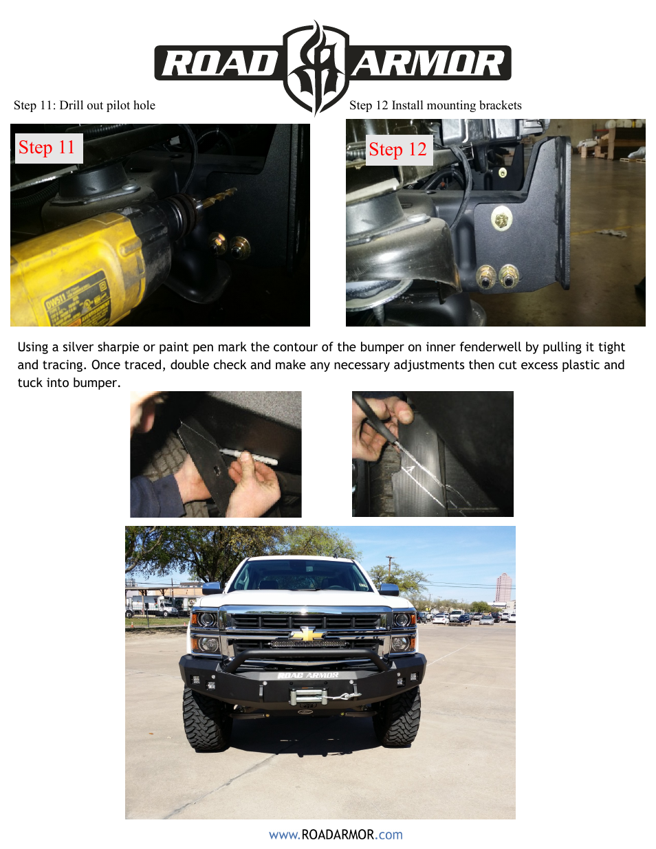 Step 12, Step 11 | Road Armor 2014 Chevy 1500 Rear Bumper User Manual | Page 5 / 7