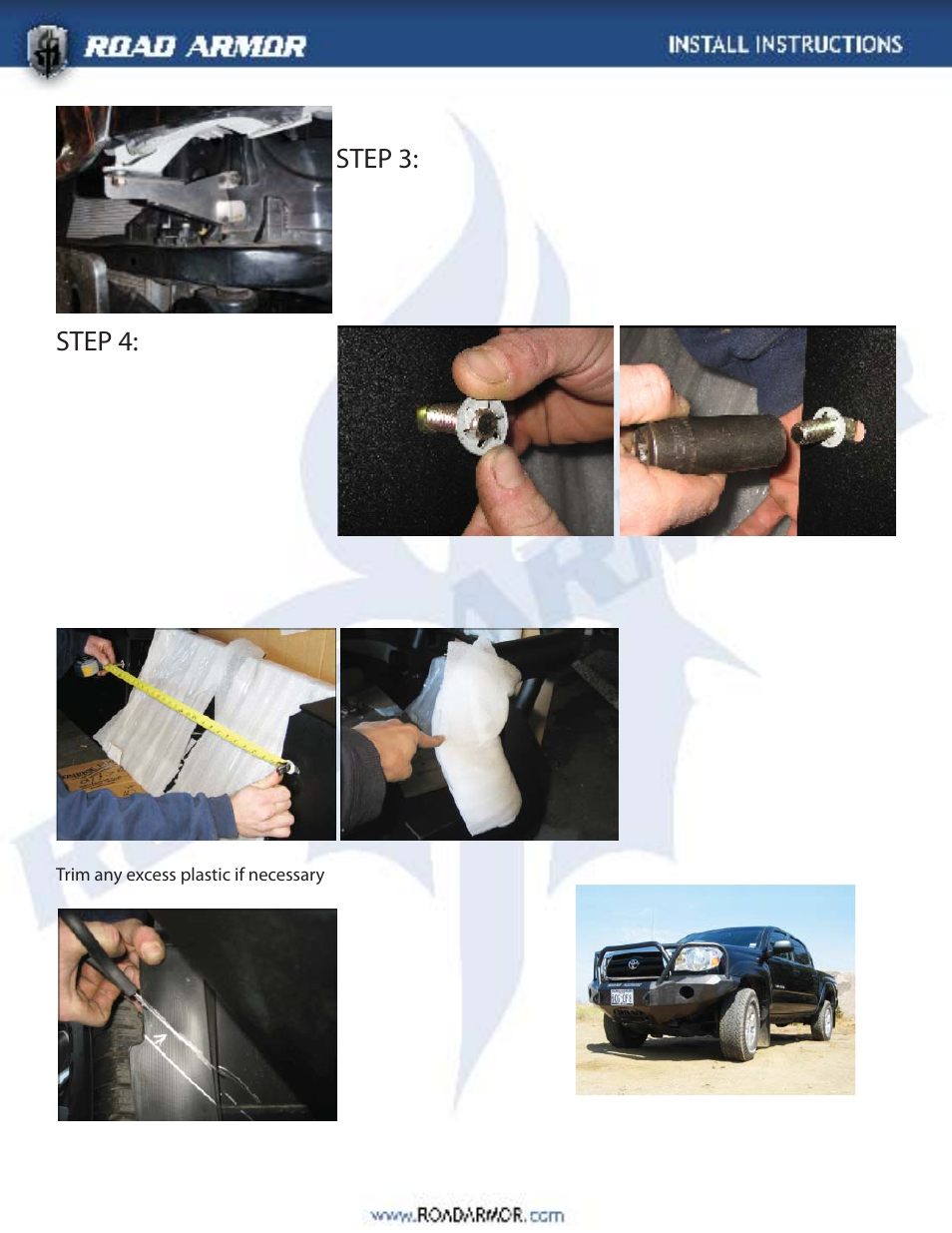 Step 3, Step 4 | Road Armor 2005-2011 Toyota Tacoma Front Bumper User Manual | Page 3 / 3