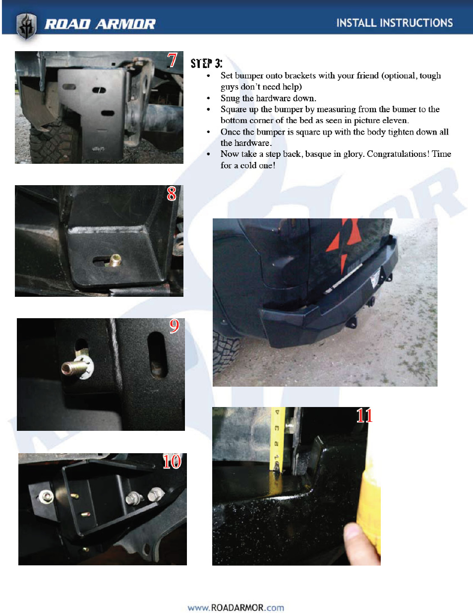 Road Armor 2007-2011 Toyota Tundra Rear Bumper User Manual | Page 3 / 3