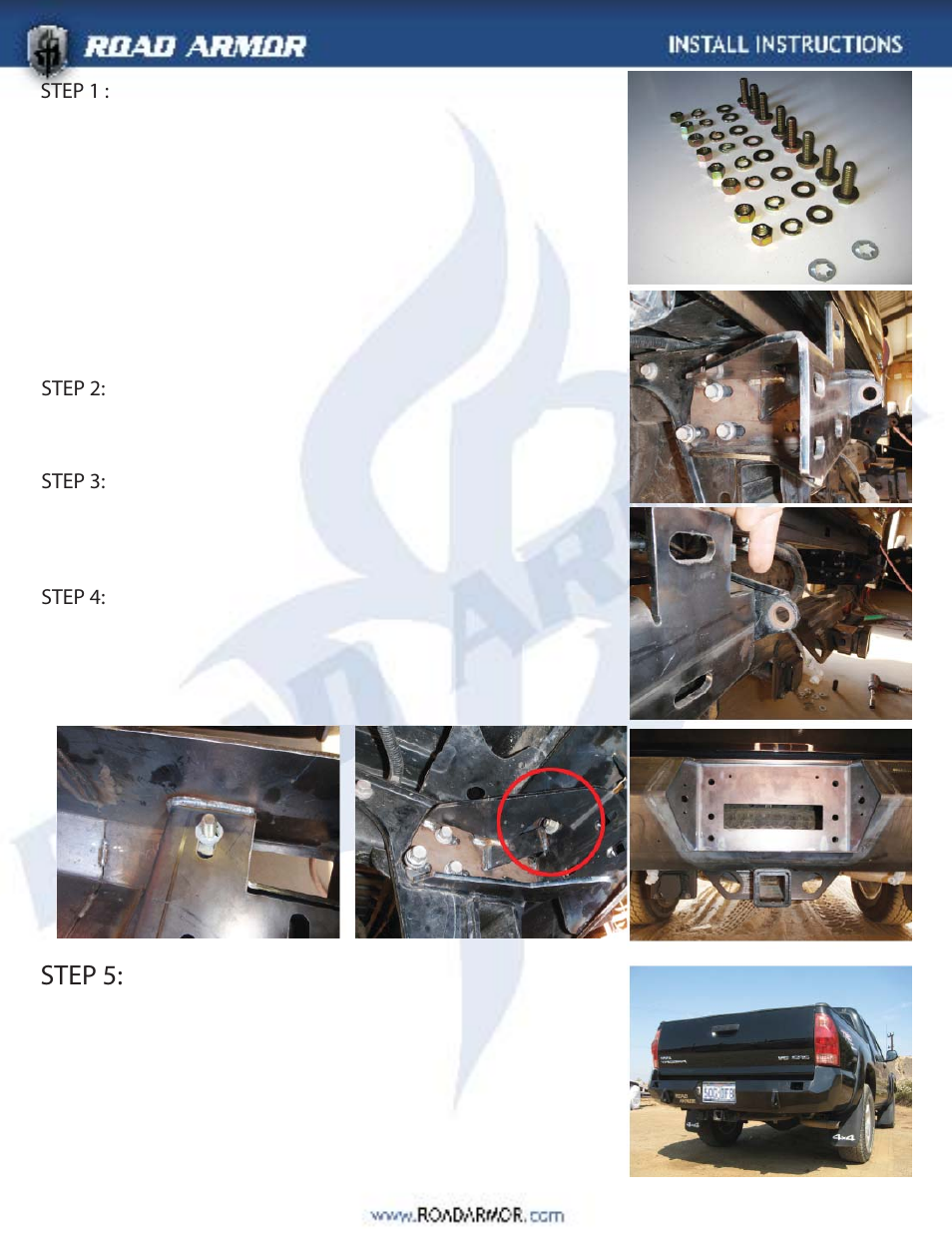 Step 5 | Road Armor 2005-2011 Toyota Tacoma Rear Bumper User Manual | Page 2 / 2