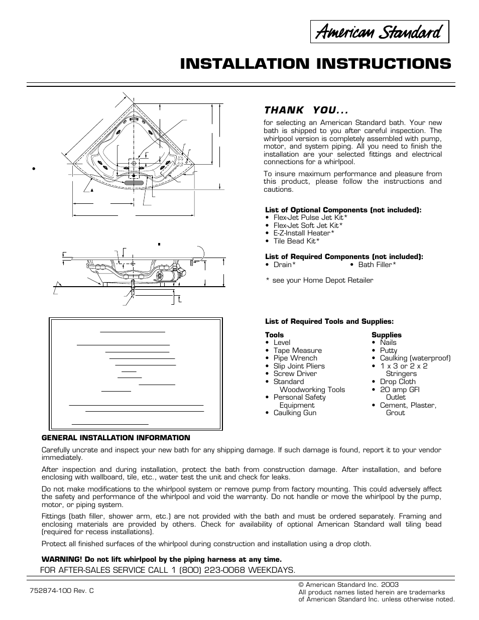 American Standard Cadet Elite 2775E SERIES User Manual | 4 pages