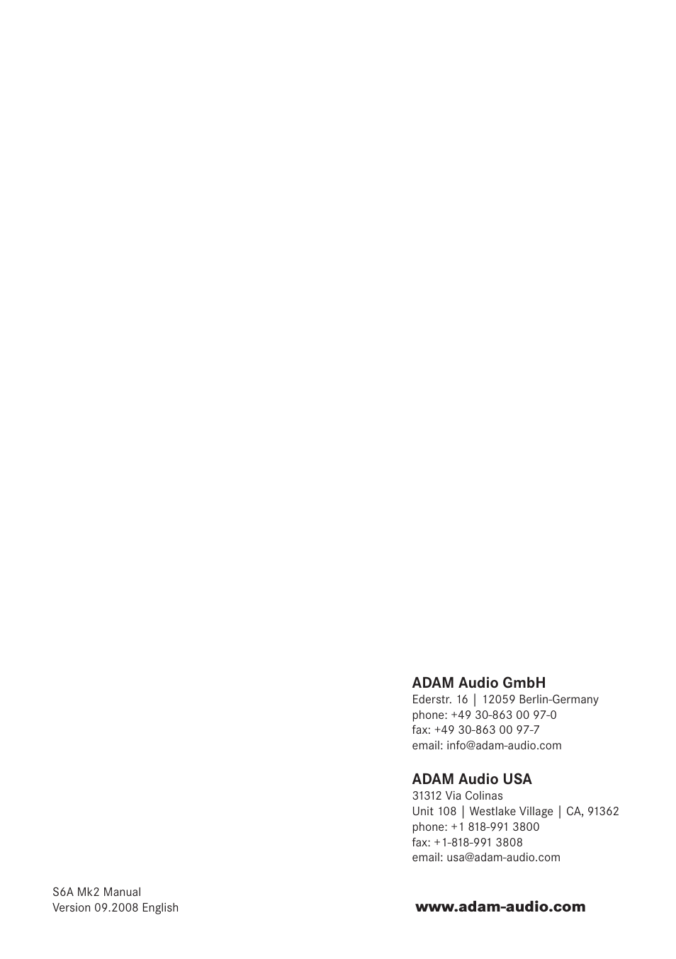 ADAM Audio S6A Mk2 User Manual | Page 14 / 14