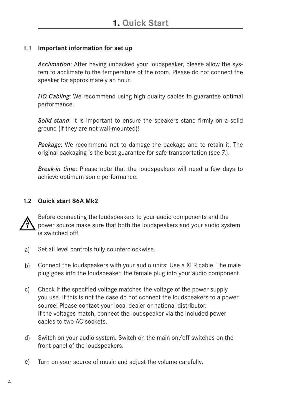 Quick start | ADAM Audio S6A Mk2 User Manual | Page 4 / 14