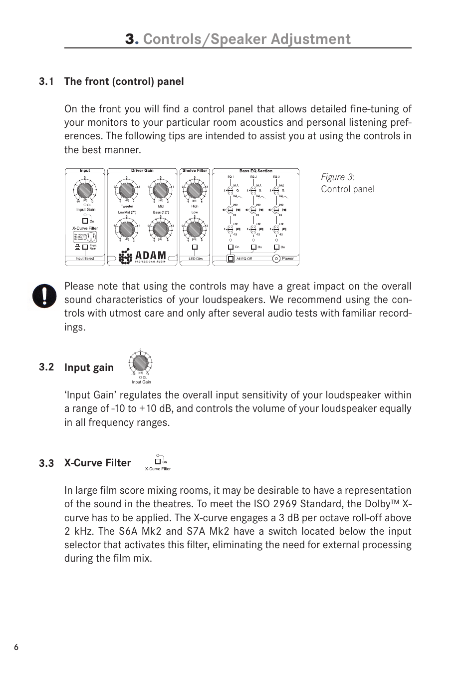 Controls/speaker adjustment | ADAM Audio S6A Mk2 User Manual | Page 6 / 14
