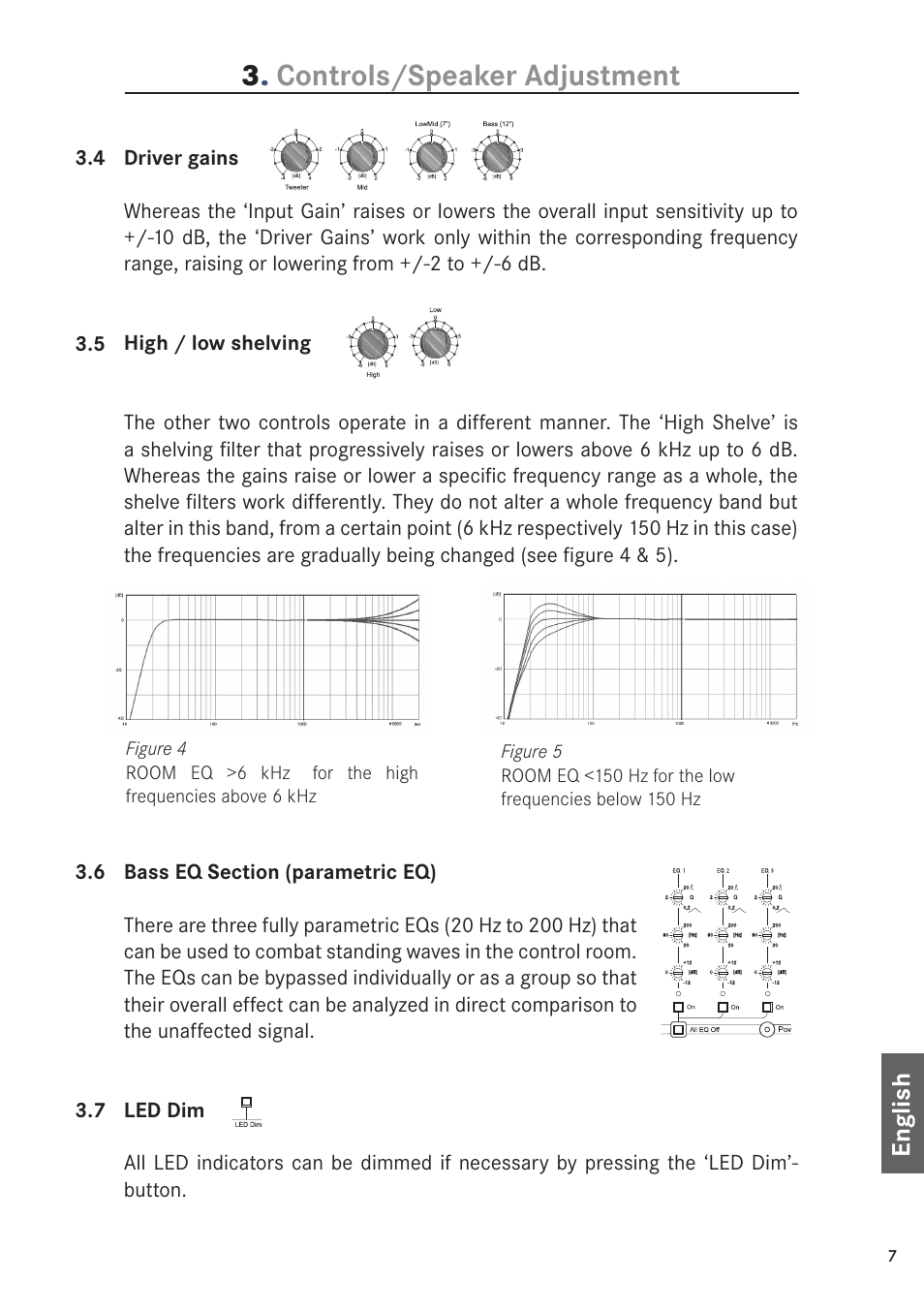 Controls/speaker adjustment, Eng lish | ADAM Audio S6A Mk2 User Manual | Page 7 / 14