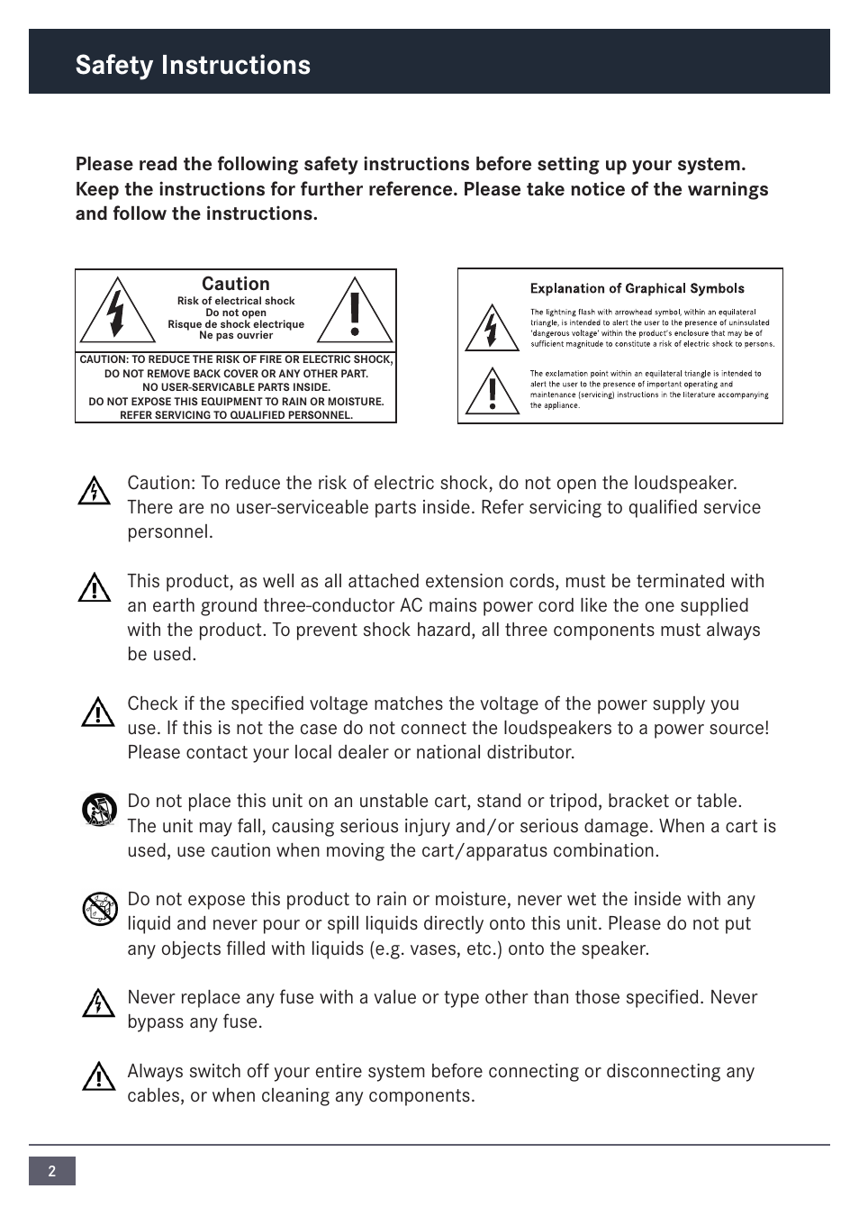 Safety instructions | ADAM Audio MP1 User Manual | Page 2 / 16