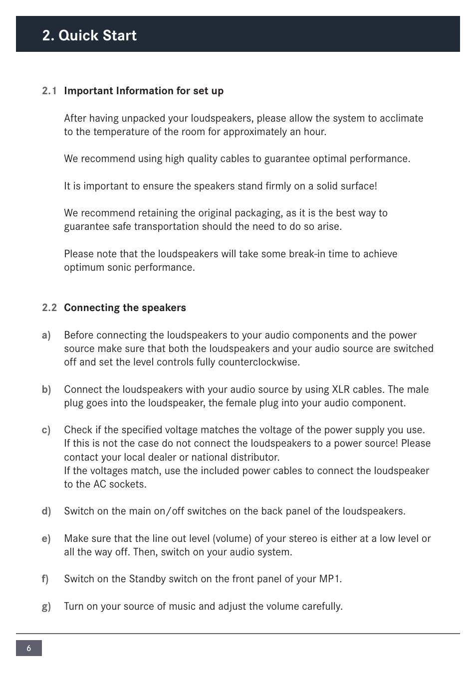 Quick start | ADAM Audio MP1 User Manual | Page 6 / 16