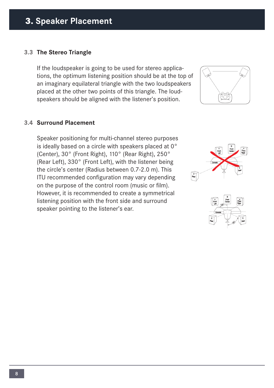 Speaker placement | ADAM Audio MP1 User Manual | Page 8 / 16