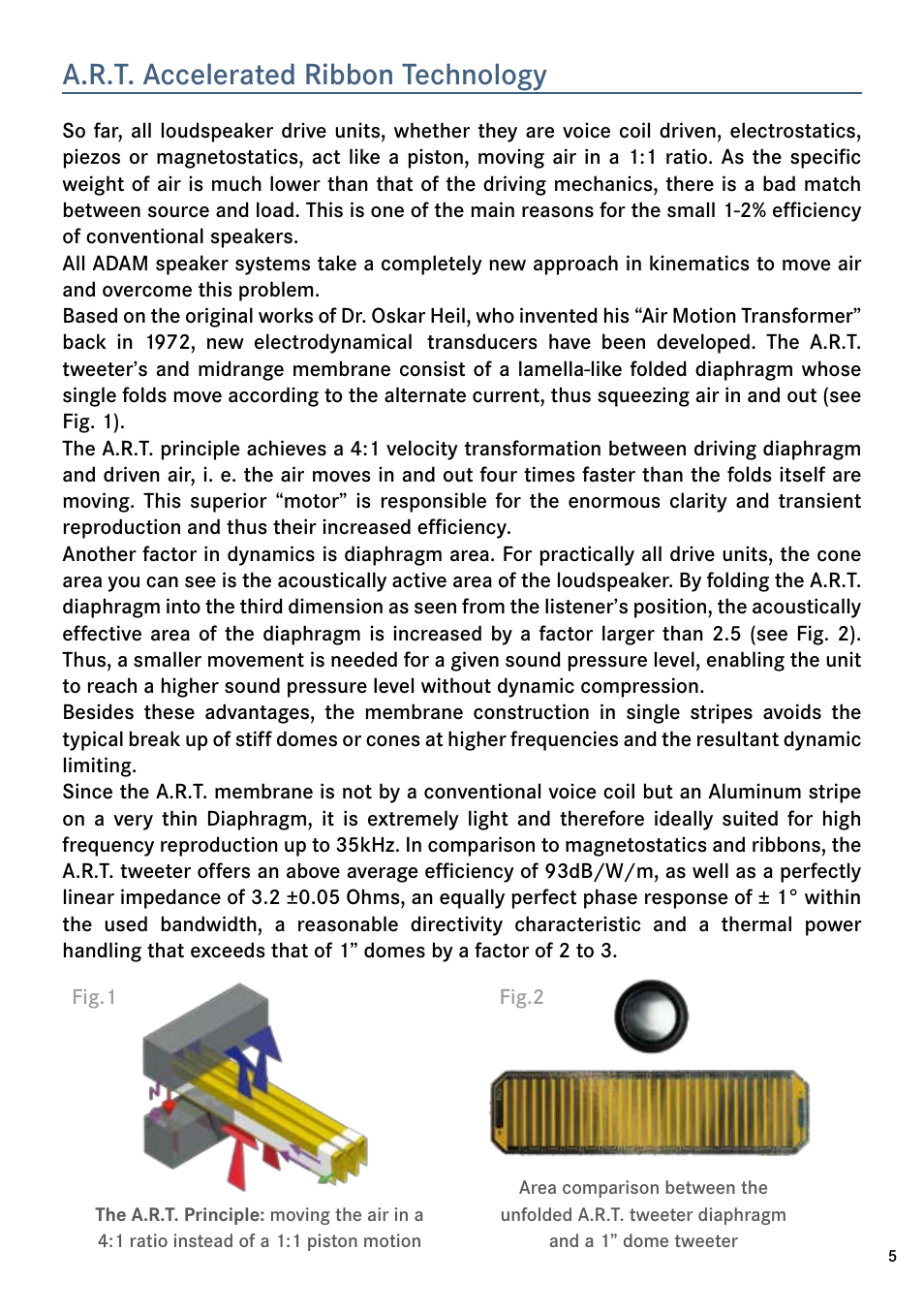 A.r.t. accelerated ribbon technology | ADAM Audio HM1 User Manual | Page 5 / 8