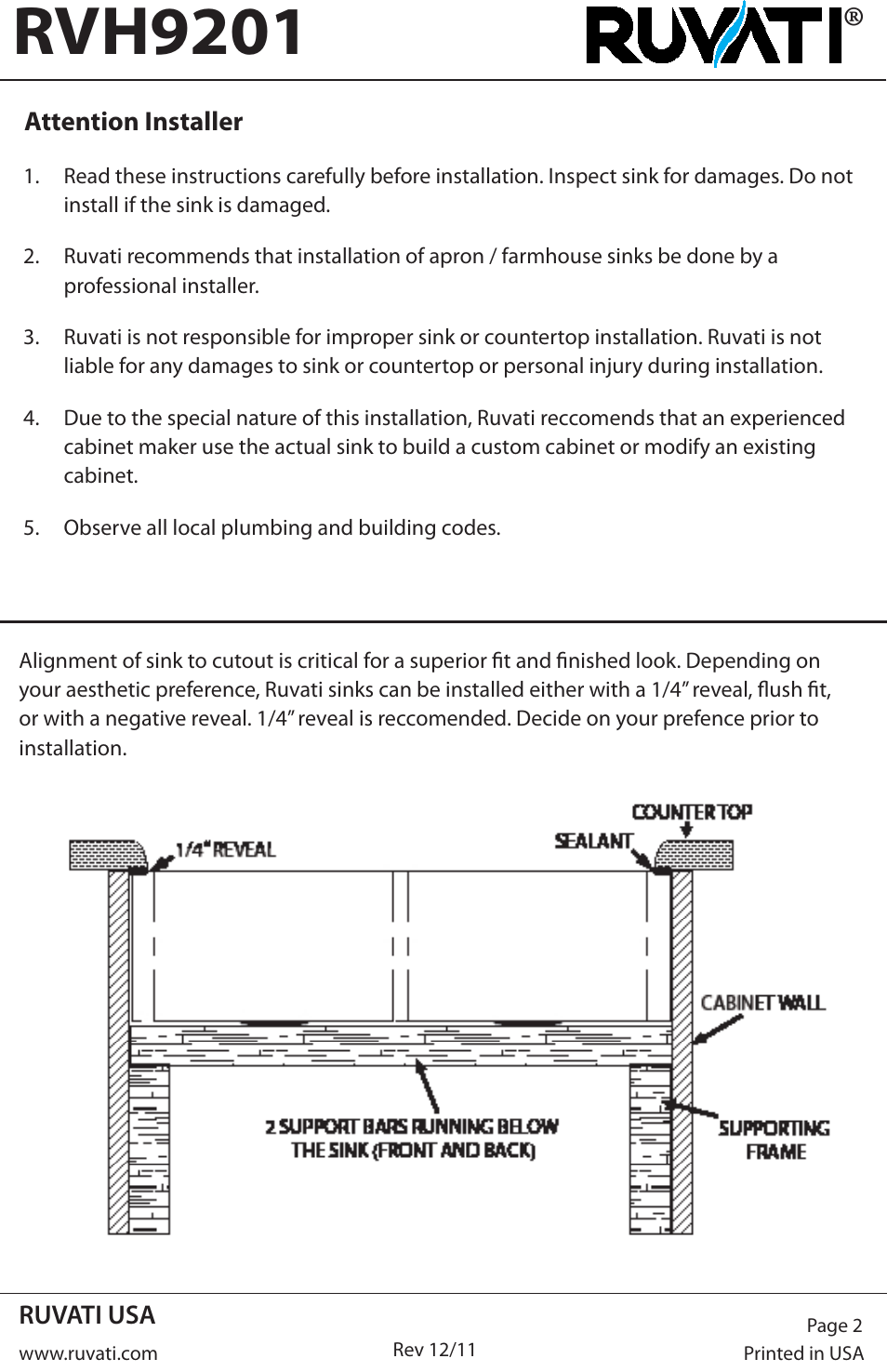 Rvh9201 | Ruvati RVH9201 User Manual | Page 2 / 4