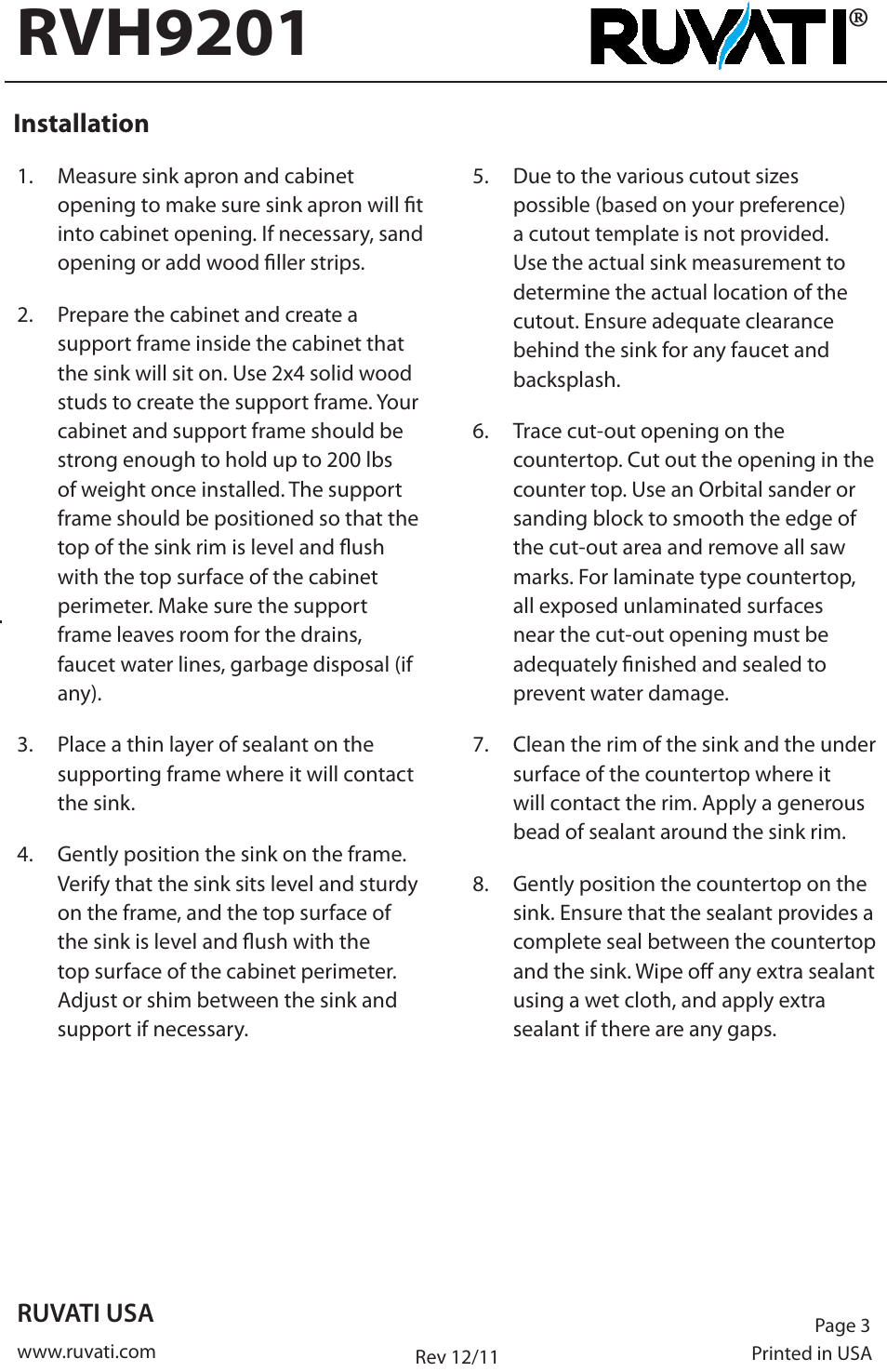 Rvh9201 | Ruvati RVH9201 User Manual | Page 3 / 4