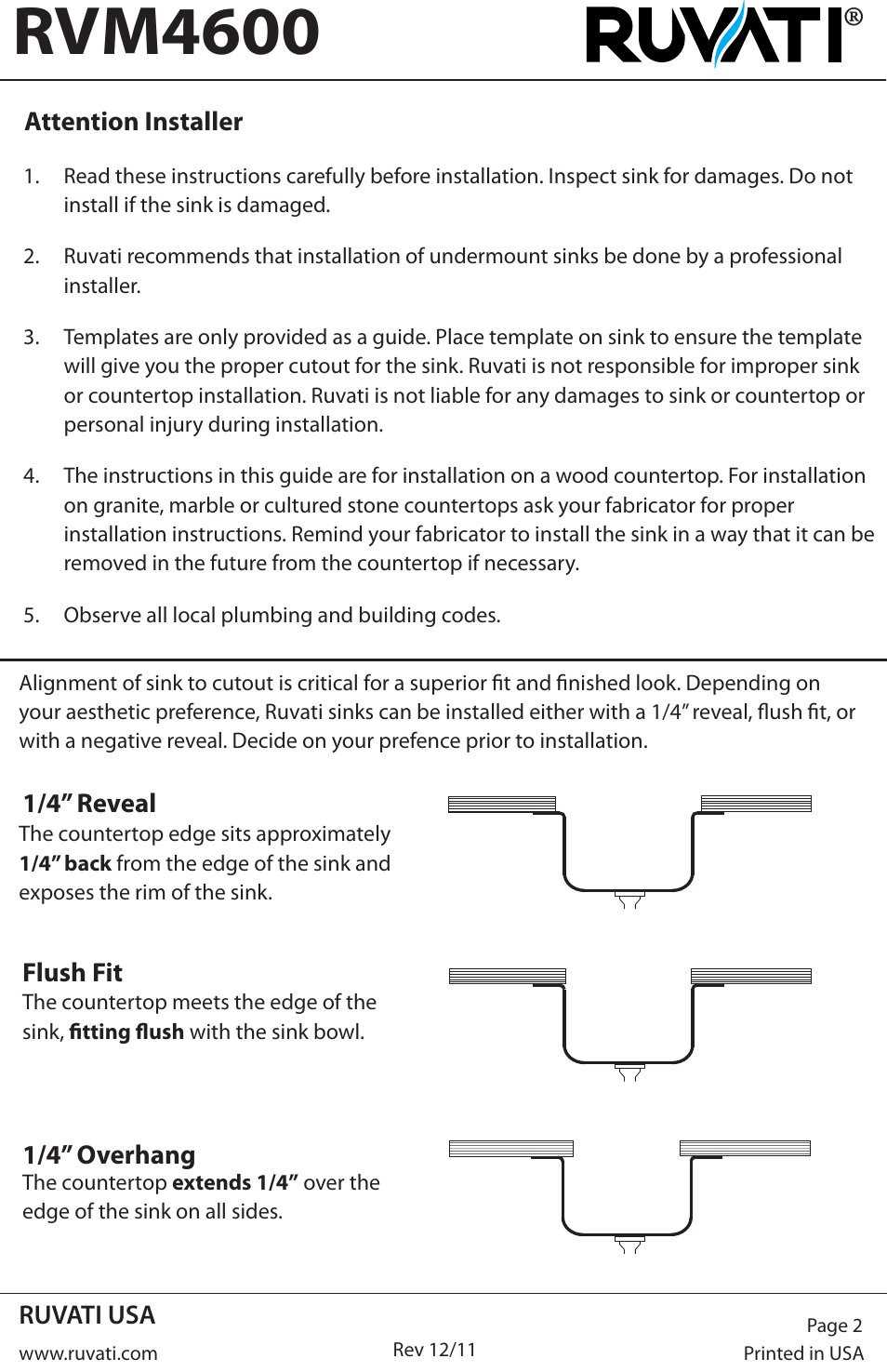 Rvm4600 | Ruvati RVM4600 User Manual | Page 2 / 4