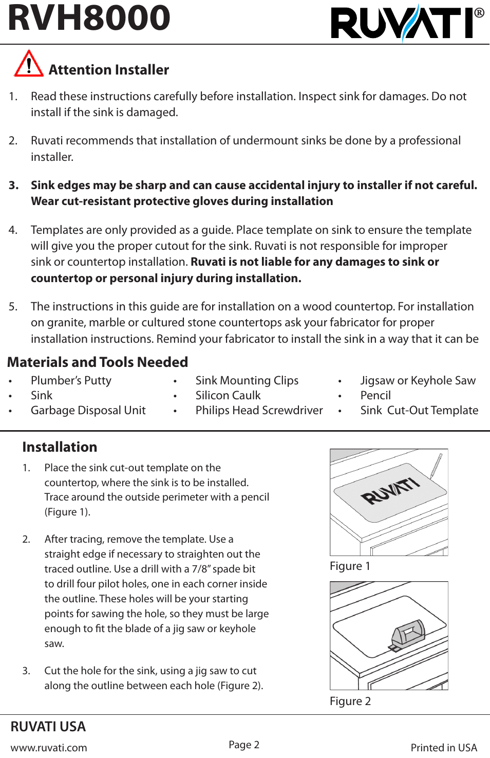 Rvh8000 | Ruvati RVH8000 User Manual | Page 2 / 4