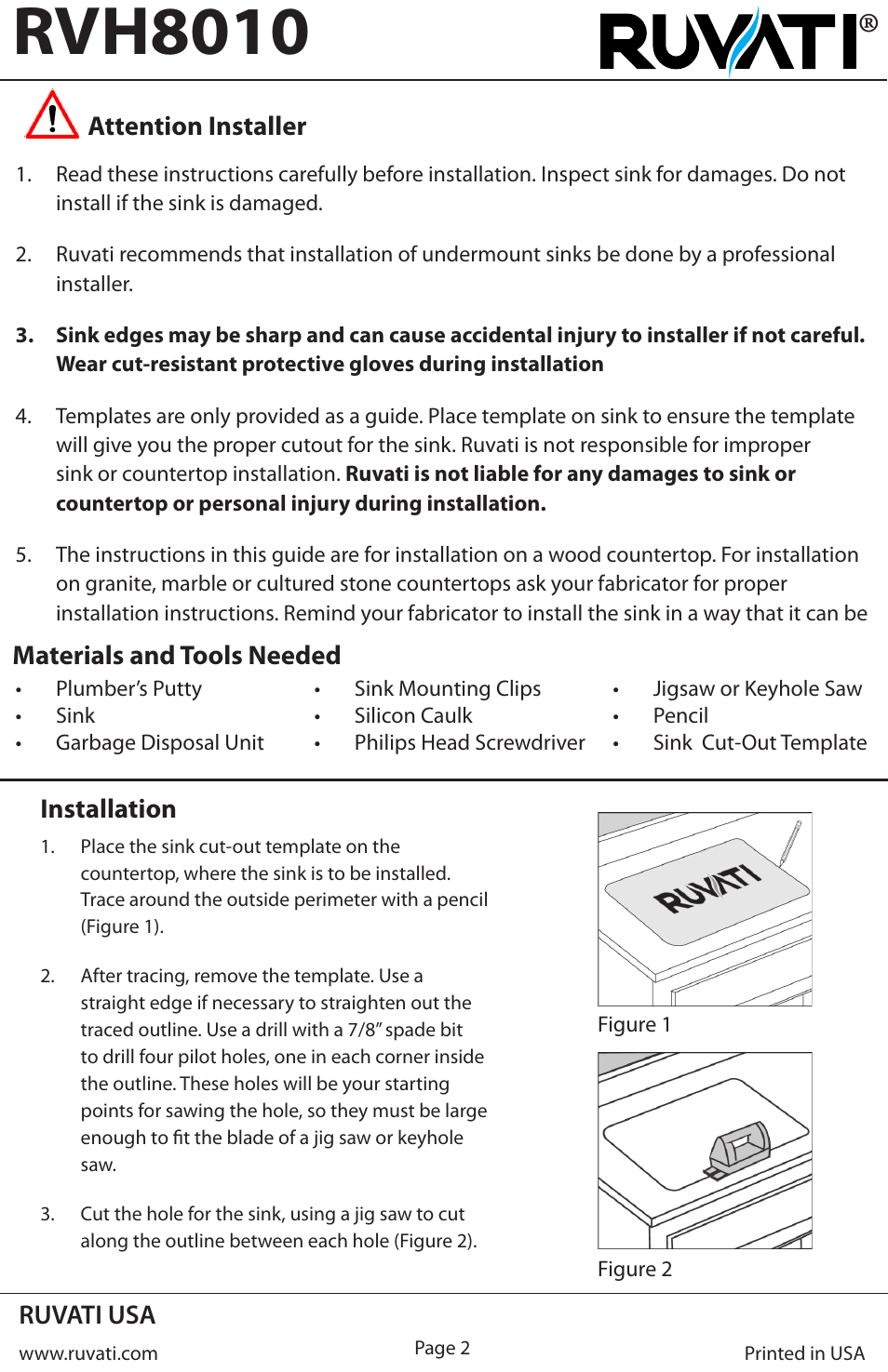 Rvh8010 | Ruvati RVH8010 User Manual | Page 2 / 4