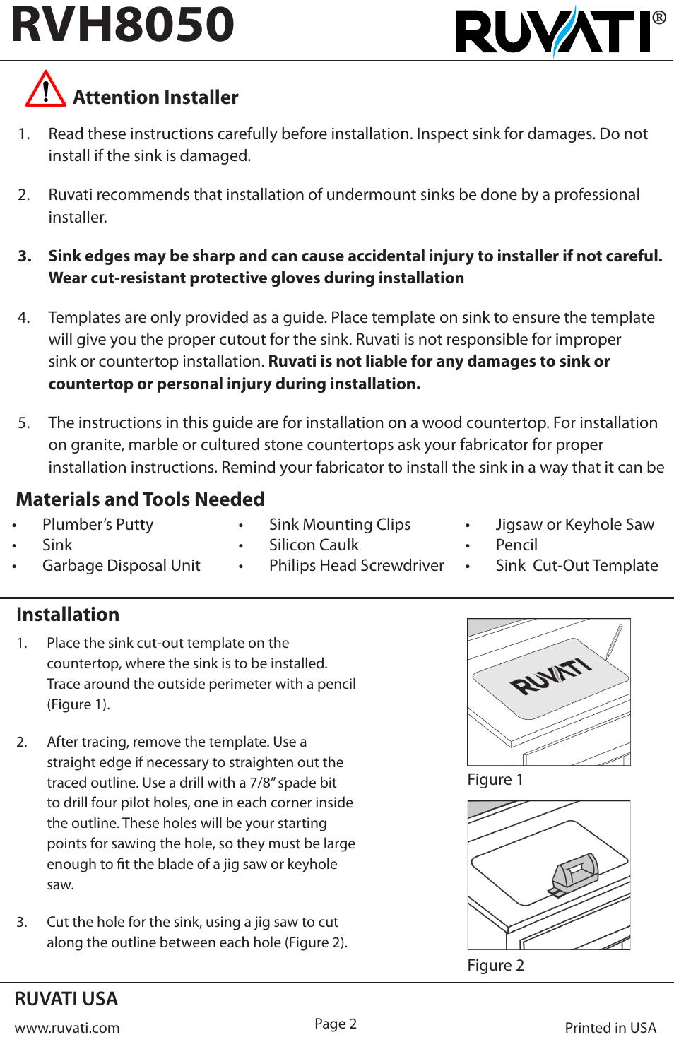 Rvh8050 | Ruvati RVH8050 User Manual | Page 2 / 4